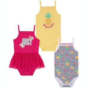 Juicy Couture Baby Girl Size 0-3M 3-Pack Sleeveless Bodysuits Pink Multicolor